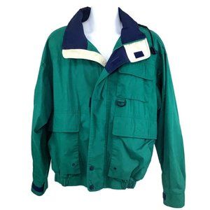 Towncraft Hooded Teal Green Men's Hooded Coat  Extra Front Pockets Size Large